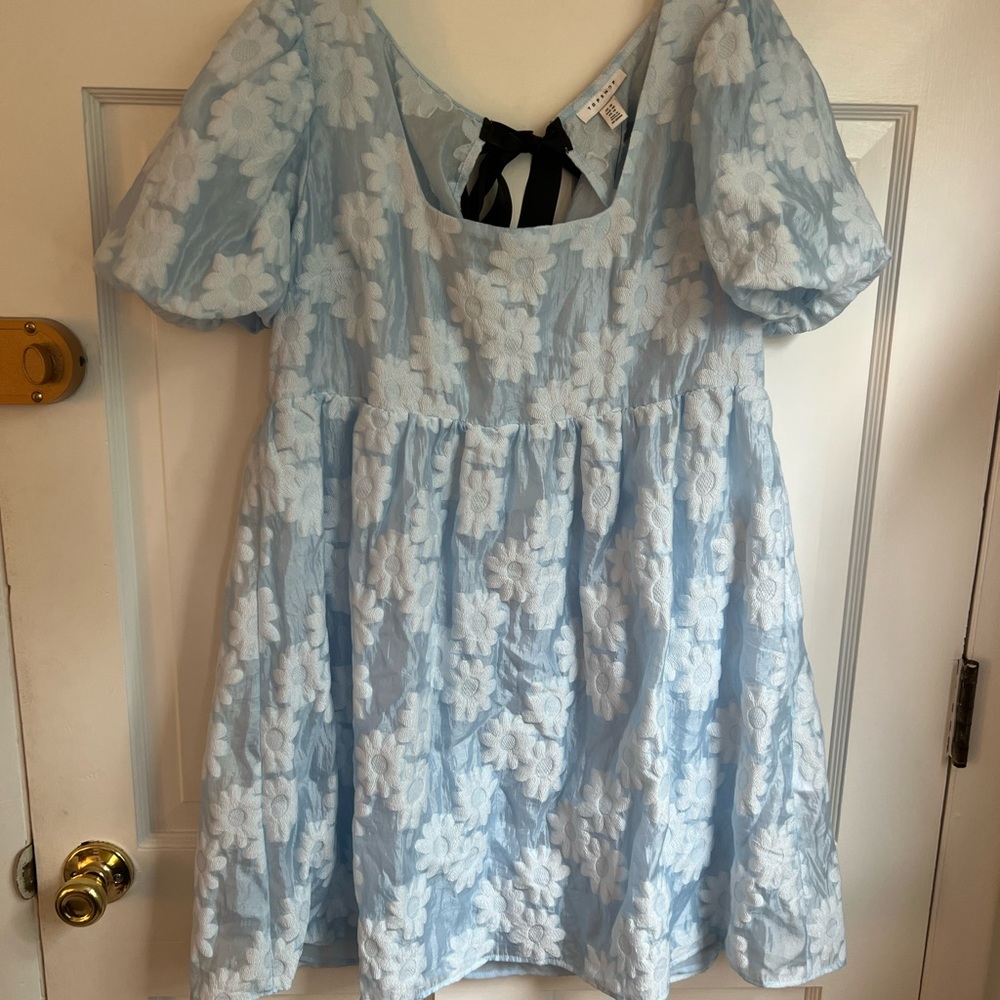 TOPSHOP daisy bow floral mini babydoll dress - size 14! New with tags!